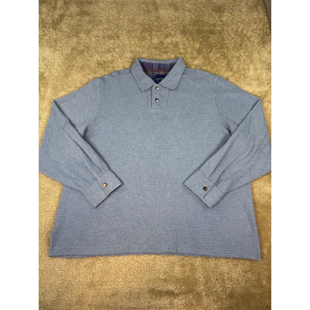 Tommy Bahama Sweater Men 2XL Flip Coast Snap Button Mock Neck Pullover Blue B726